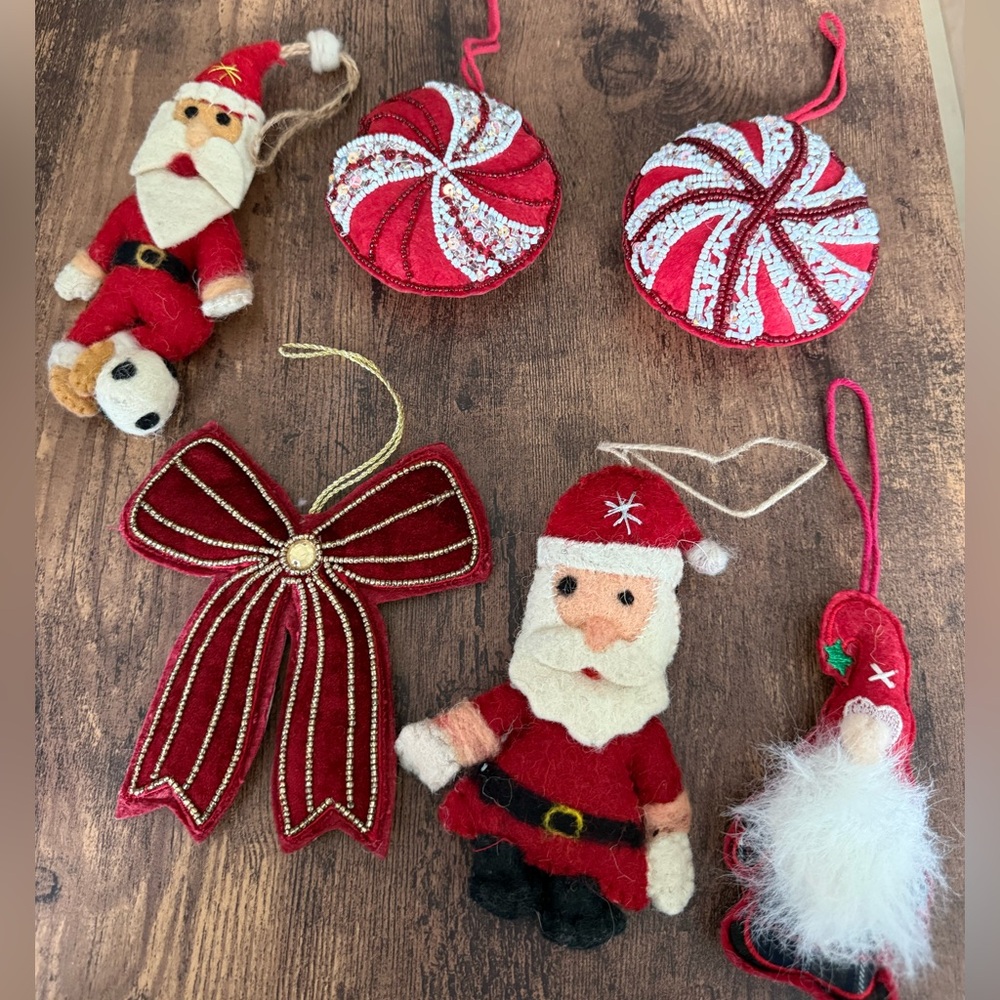 Set of 6 Handmade High Quality Christmas Ornaments